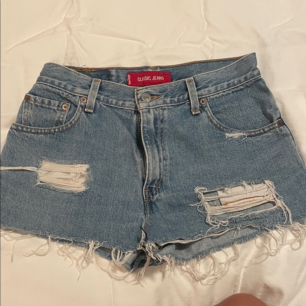 Levi's Light Blue Distressed Jean Shorts